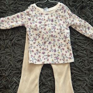 Old Navy Floral Waffle Top & Ribbed Pants Set 6–12M